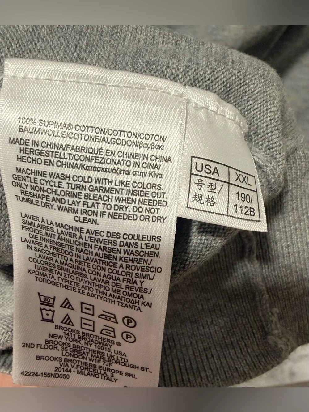 Books Brothers Men’s XXL Gray Supima Cotton Knit Sweater Pullover Classic Preppy